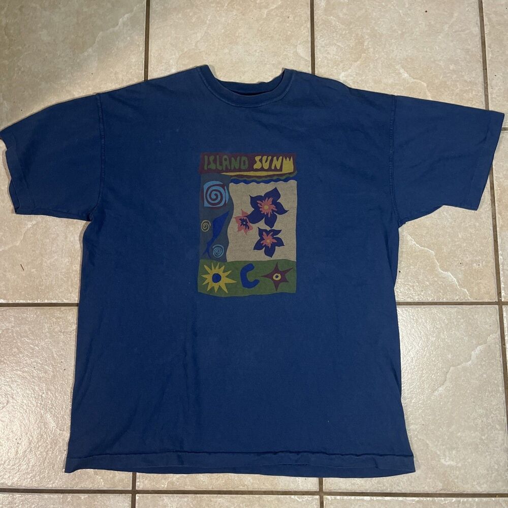 Gap USA Made Rare Island Sun Summer Print M (fits like L) Single Stitch T-Shirt